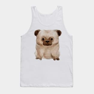 Cute Fawn Pug Puppy Drawing| Funny Kawaii Pug Tank Top